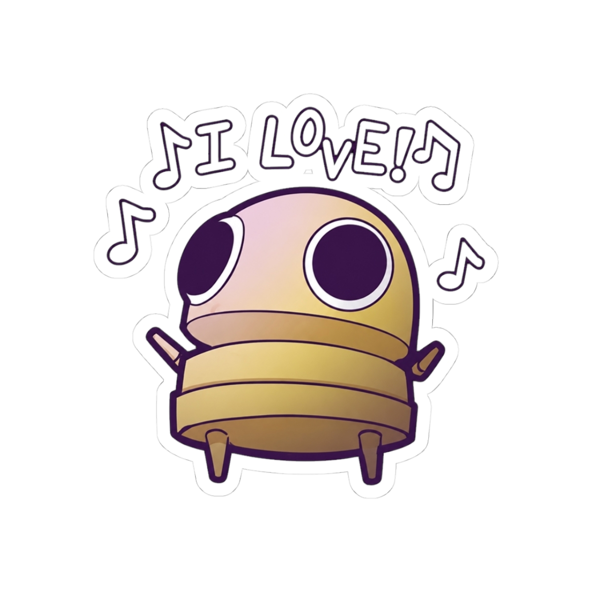 R.E.P.O. I Love Musical Robot Decorative Die-Cut Sticker, Purple and Gold